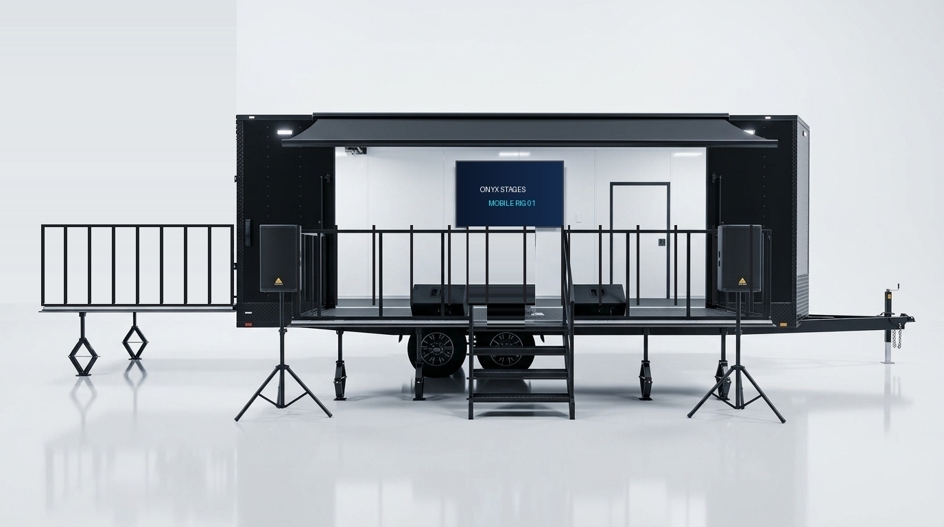 ONYX 24ft Mobile Blackout Stage Rig Deployed in Studio